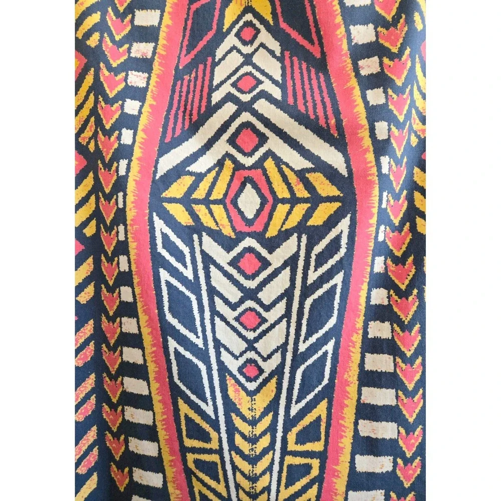 Adrianna Papell Chic Tribal Print Sheath Dress Geometric Cutout Cap Sleeve Sz 12
